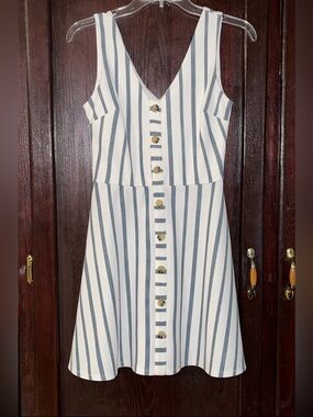 Iz Byer Blue & White Striped Sundress